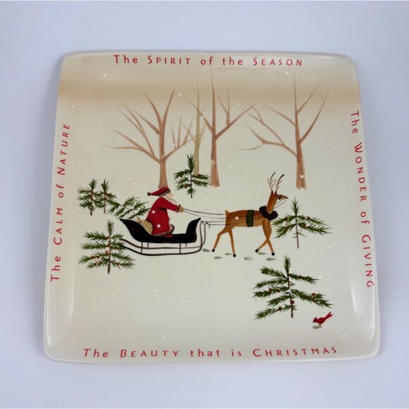 Hallmark Christmas Square Ceramic Treat Plate NWT - Picture 2 of 4